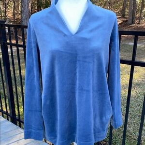 J. Jill Blue Long Sleeve Velour Feel Super Soft Pullover